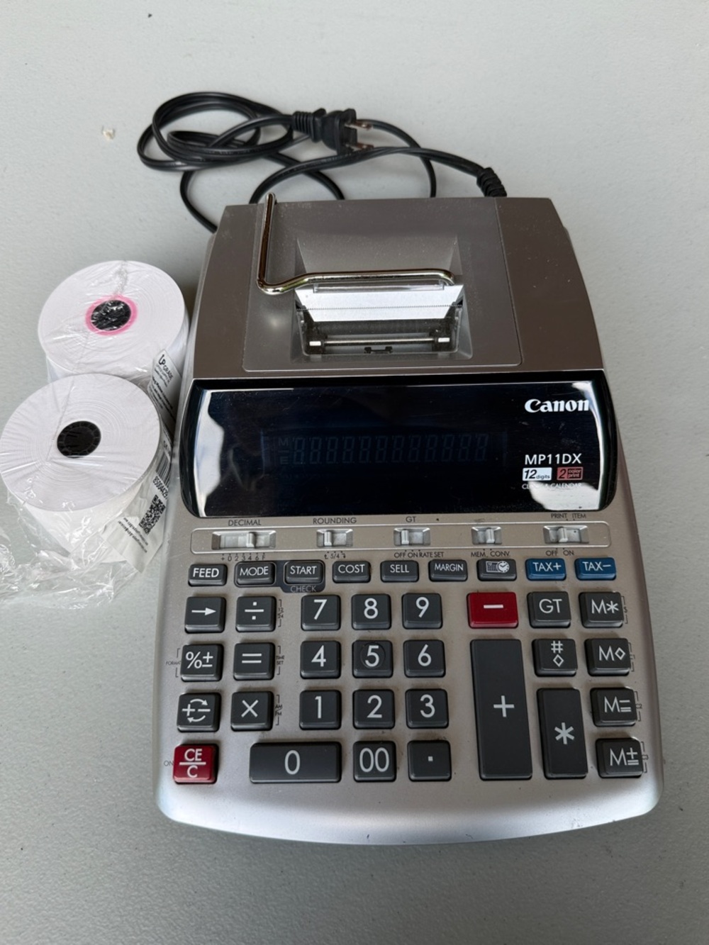 Canon MP11DX Printing Calculator in Metallic Gray with paper